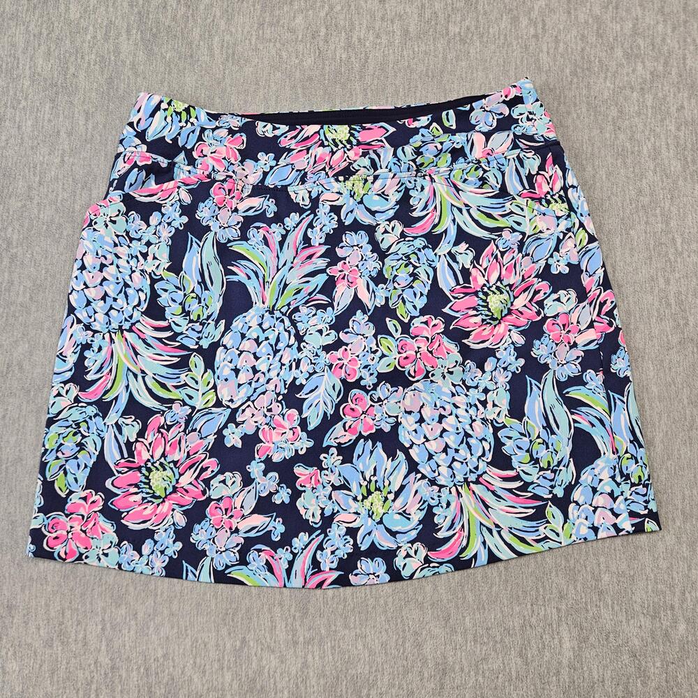 Lilly Pulitzer Skort Womens 10 Blue Floral Luxletic Athletic Lined Pockets